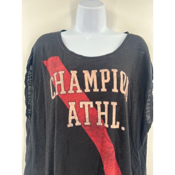 Todd Snyder Champion L Muscle Tee Supima Modal Black Red Graphic 90s - Picture 9 of 10